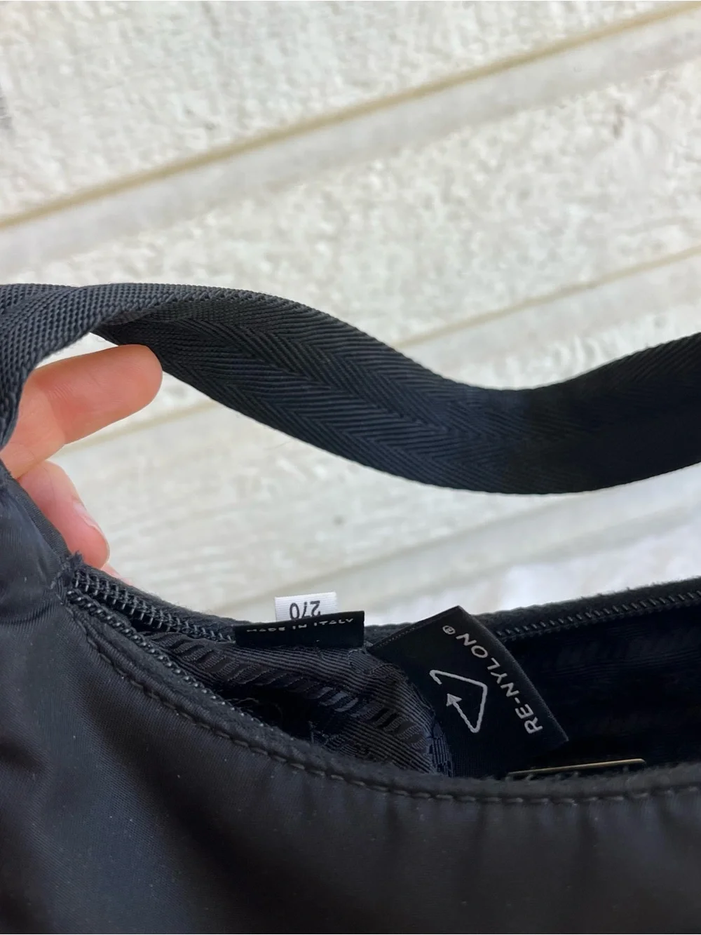 PRADA Re-Edition 2000 Black Nylon Hobo Baguette Shoulder Bag Galleria